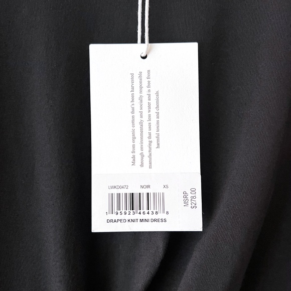 NWT FRAME Draped Knit Short Sleeve Mini Dress in Black Size XS - Picture 6 of 12